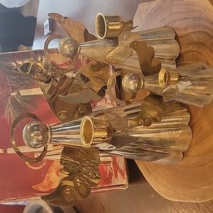 GODINGER GOLDTONE AND SILVER PLATED ANGEL CANDLE STICKS
